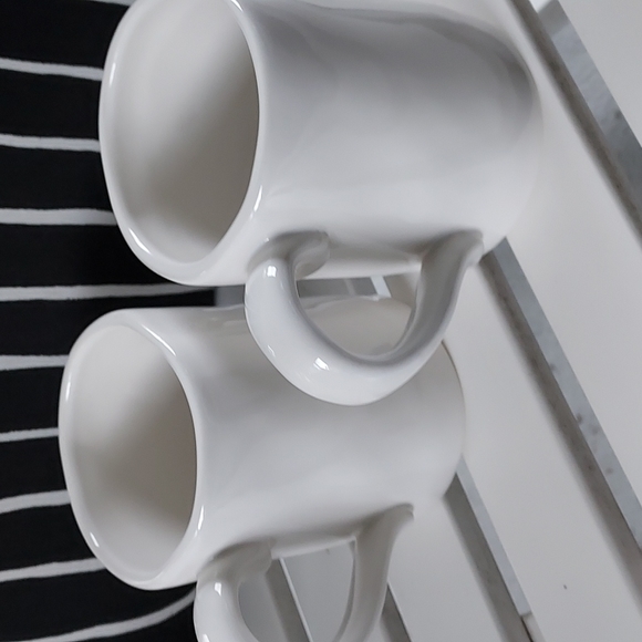 PIER 1 IMPORTS (2) Stoneware "Joy" Mugs White & Black NWOT - Picture 2 of 6